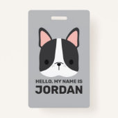 Badge Chien-taureau français mignon avec nom personnalis (Devant)