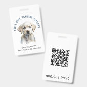 Badge Chien Trainer Puppy Photo QR Code (Avant & arrière)