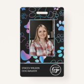 Badge Chien Walker Holographique Empreinte de patte Chie (Devant)