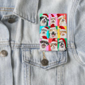 Badge Chiens et chats avec barbe de Père Noël (Insitu)