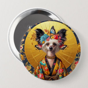 Badge Chinese Crested Hondenkunst Ronde Button 4,0 Cm