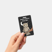 Badge Chouette brune Yeux dorés Collier bleu Étoiles Lun (Manuel / portable)