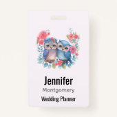 Badge Chouettes amoureuses Assis sur une branche d'arbre (Devant)