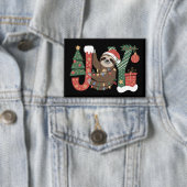 Badge Christmas Sloth Holiday Tree Gifts Joy Cute Funny (Insitu)