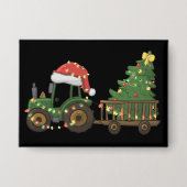 Badge Christmas Tractor With Tree Farmer Farm (Recto)