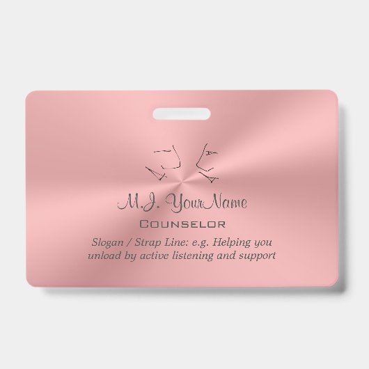 Badge Chrome-effet rose de luxe de conseiller personnel (Front)