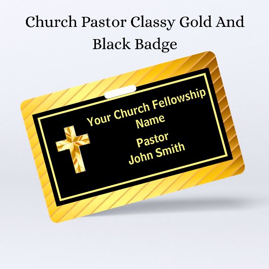 Badge Church Pastor Classy Or Et Noir
