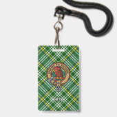 Badge Cimier de coq Clan Currie sur Tartan (Face avec cordon)
