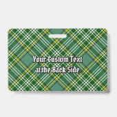 Badge Cimier de coq du clan Currie sur tartan (Arrière)