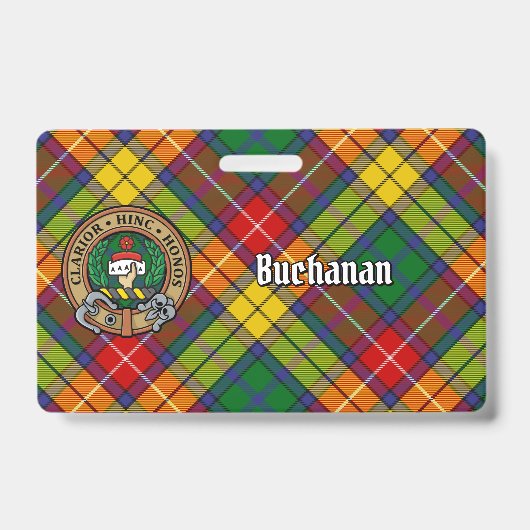 Badge Cimier du clan Buchanan sur tartan (Avant)