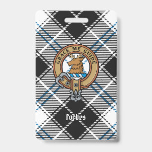Badge Cimier du Clan Forbes sur tartan de robe