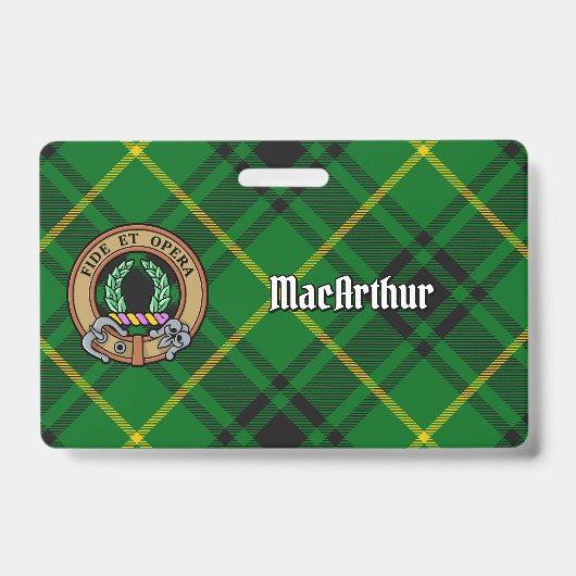 Badge Cimier du clan MacArthur sur tartan (Avant)