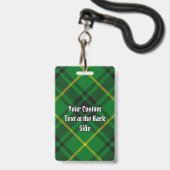 Badge Cimier du clan MacArthur sur tartan (Arrière avec lanière)