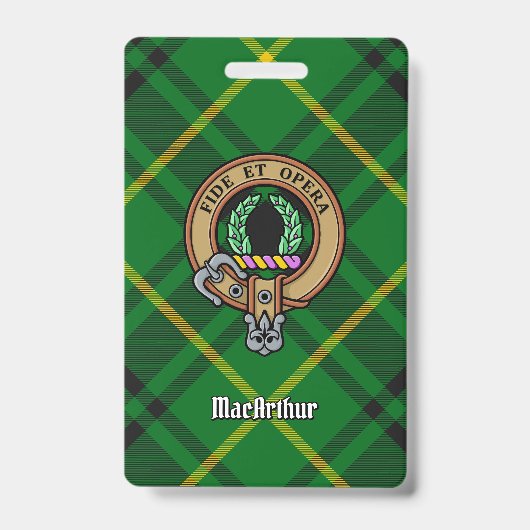 Badge Cimier du clan MacArthur sur tartan (Avant)