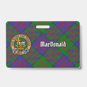 Badge Cimier du clan MacDonald sur tartan