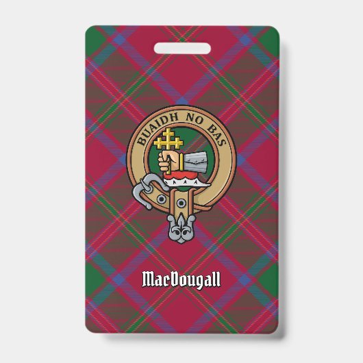 Badge Cimier du clan MacDougall sur tartan (Avant)