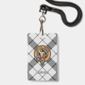 Badge Cimier du clan MacFarlane sur tartan noir et blanc (Avant avec lanière)