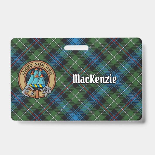 Badge Cimier du clan MacKenzie sur tartan (Avant)
