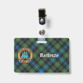 Badge Cimier du clan MacKenzie sur tartan (Avant avec clip)
