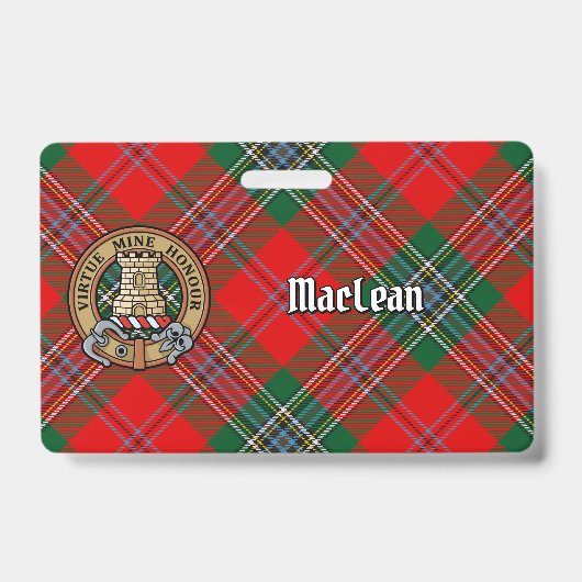 Badge Cimier du clan MacLean sur tartan (Avant)