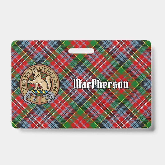 Badge Cimier du clan MacPherson sur tartan (Avant)
