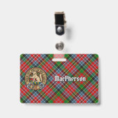 Badge Cimier du clan MacPherson sur tartan (Avant avec clip)