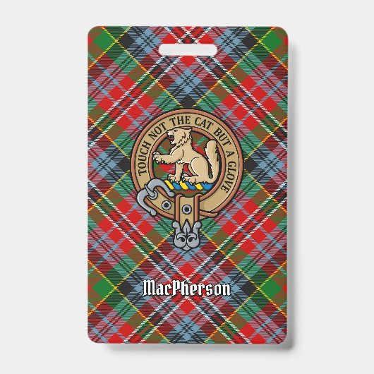 Badge Cimier du clan MacPherson sur tartan (Avant)