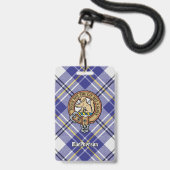 Badge Cimier du clan MacPherson sur tartan bleu de robe (Avant avec lanière)
