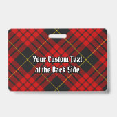 Badge Cimier du clan MacQueen sur tartan (Arrière)