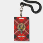 Badge Cimier du clan Marjoribanks sur tartan (Avant avec lanière)