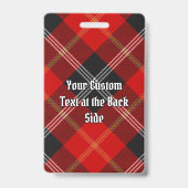 Badge Cimier du clan Marjoribanks sur tartan (Arrière)