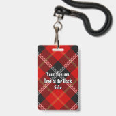 Badge Cimier du clan Marjoribanks sur tartan (Arrière avec lanière)