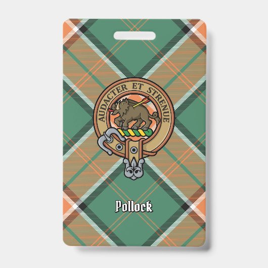 Badge Cimier du clan Pollock sur tartan (Avant)