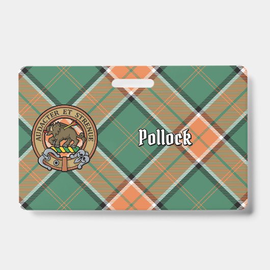 Badge Cimier du clan Pollock sur tartan (Avant)