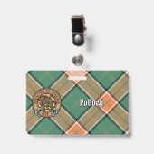 Badge Cimier du clan Pollock sur tartan (Avant avec clip)