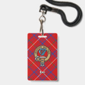 Badge Cimier du Clan Rose sur Tartan (Avant avec lanière)