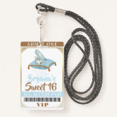 Badge Cinderella Slipper Princess Sweet 16 VIP Pass (Derrière avec lanière)