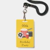 Badge Cinéma branché à tout âge fête d'anniversaire (Arrière avec lanière)