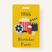 Badge Cinéma branché à tout âge fête d'anniversaire (Dos)