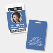 Badge Circulaire Photo personnalisée Code barre employé, (Avant & arrière)