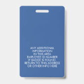 Badge Circulaire Photo personnalisée Code barre employé, (Arrière)