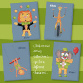 Badge Circus Juggling Lion Kid Blue Button with Name