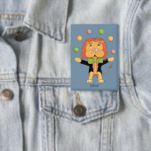 Badge Circus Juggling Lion Kid Blue Button with Name (Insitu)
