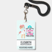 Badge Citation d'infirmière drôle avec grosse aiguille h (Arrière avec lanière)