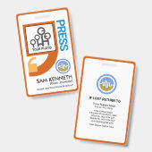 Badge Citation Stylé Marks Motif Press Reporter (Recto et verso)