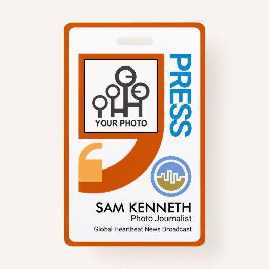 Badge Citation Stylé Marks Motif Press Reporter (Devant)