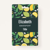 Badge Citron et Limon Motif de fruits en vert et jaune (Dos)