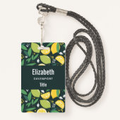 Badge Citron et Limon Motif de fruits en vert et jaune (Derrière avec lanière)