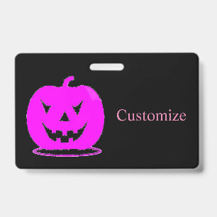 Badge Citrouille rose Jack o'lantern Halloween Thunder_C