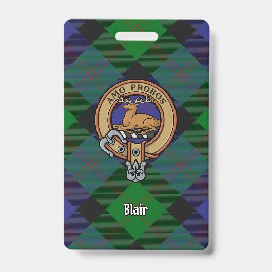 Badge Clan Blair Crest sur Tartan (Front)